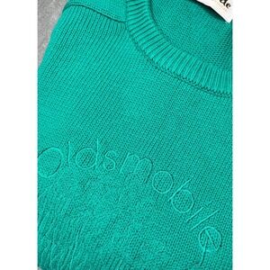 Vintage La Mode Oldsmobile Scramble Golf Sweater Mens Teal‎ Green Crewneck Knit
